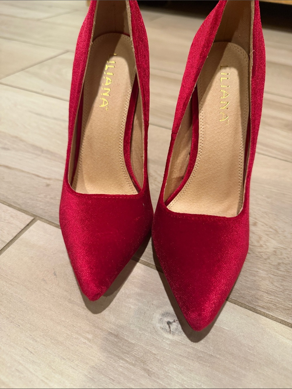 Liliana Crimson Velvet Pointed-Toe Pumps